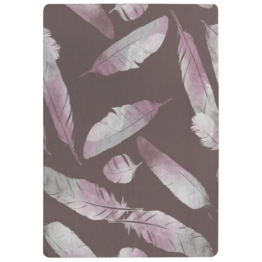 Duran Imprints Bird Feathers Designer Shaggy Brown/Pink/Grey Rug