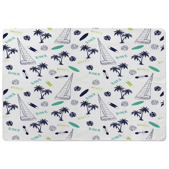 Luke Waves Rider Shaggy White/Blue/Green Rug