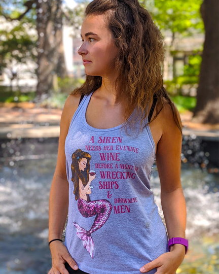 Siren's Grog Racerback Tank | Women's Top With Mermaid