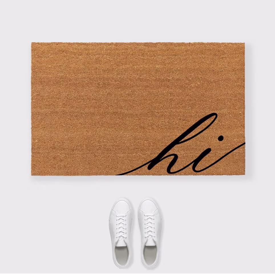Hi Doormat, Hi Door Mat, Hi Script Cursive Doormat, Hello Script Doormat, Large Front Doormat, Double Doormat