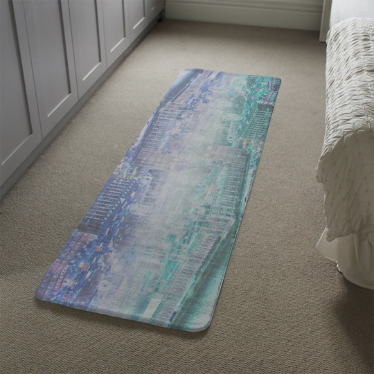 Manos Inception London Designer Shaggy Blue/Grey/Teal Rug