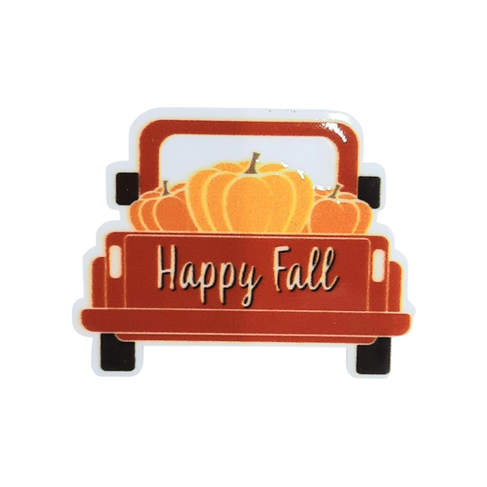 Happy Fall Orange Truck Resin Needle Minder For Cross Stitch D114