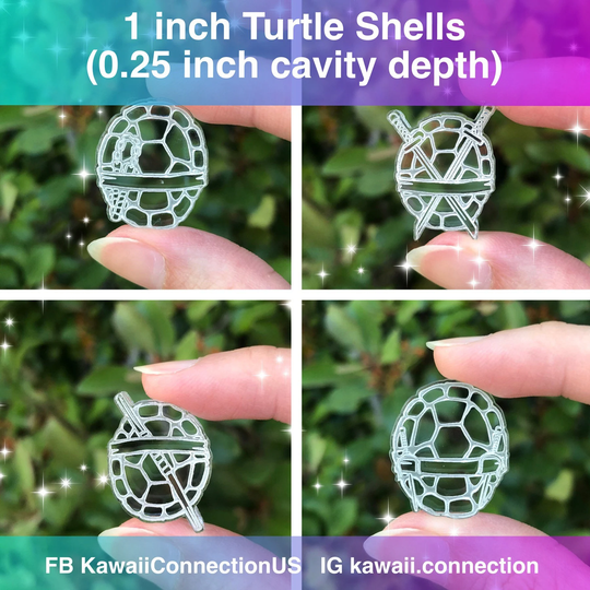 1-Inch Turtle Shells Silicone Mold Palette For Custom Resin Deco Bag Charms Needle Minder Earrings Hair Bow Or Barrette Zip Pulls Diy