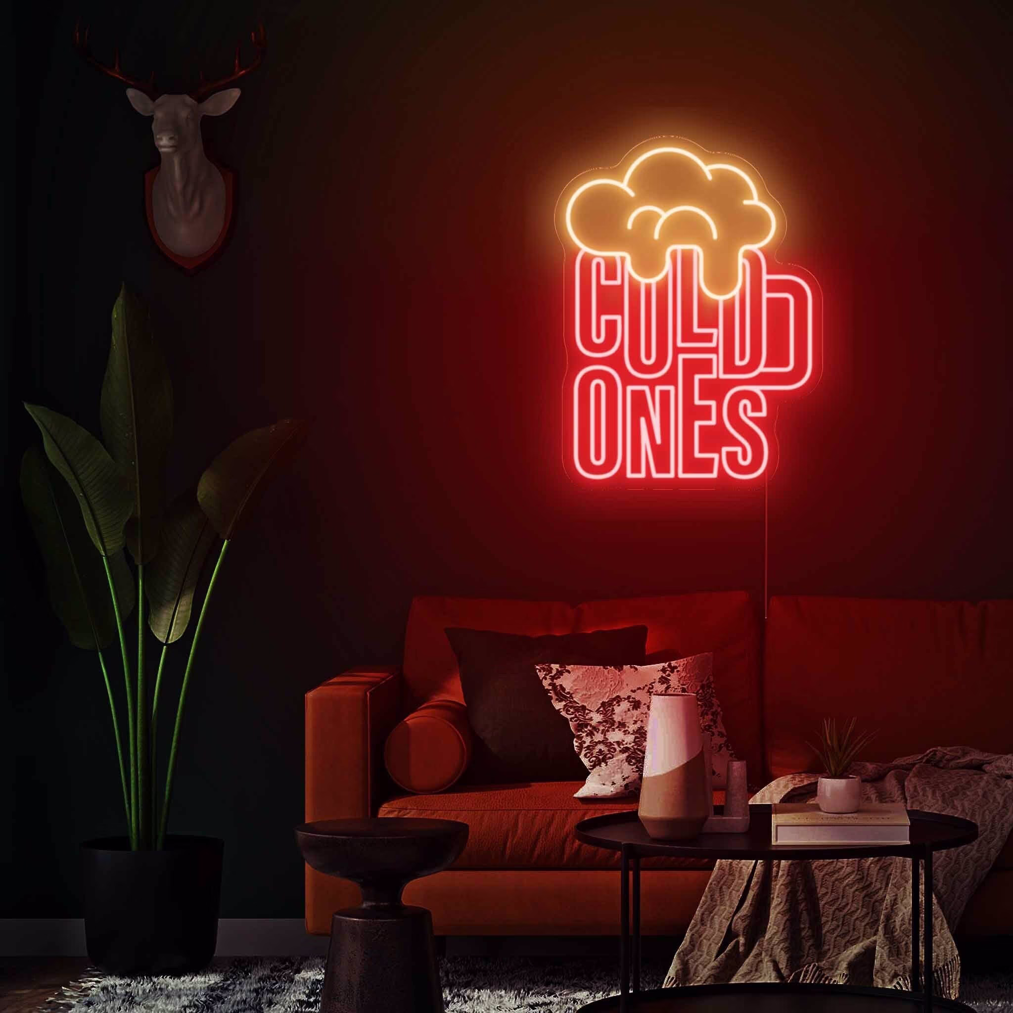 Cold Ones Beer Glass - Led Neon Sign, Custom Light For Home Mini Bar, Business Sign