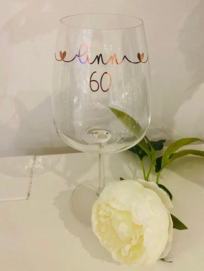 Large Wine Glass Personalised Birthday Gift For Mum Dad Friend Wine Lovers Rose Gold Or Any Colour Custom Made 60Th Gift