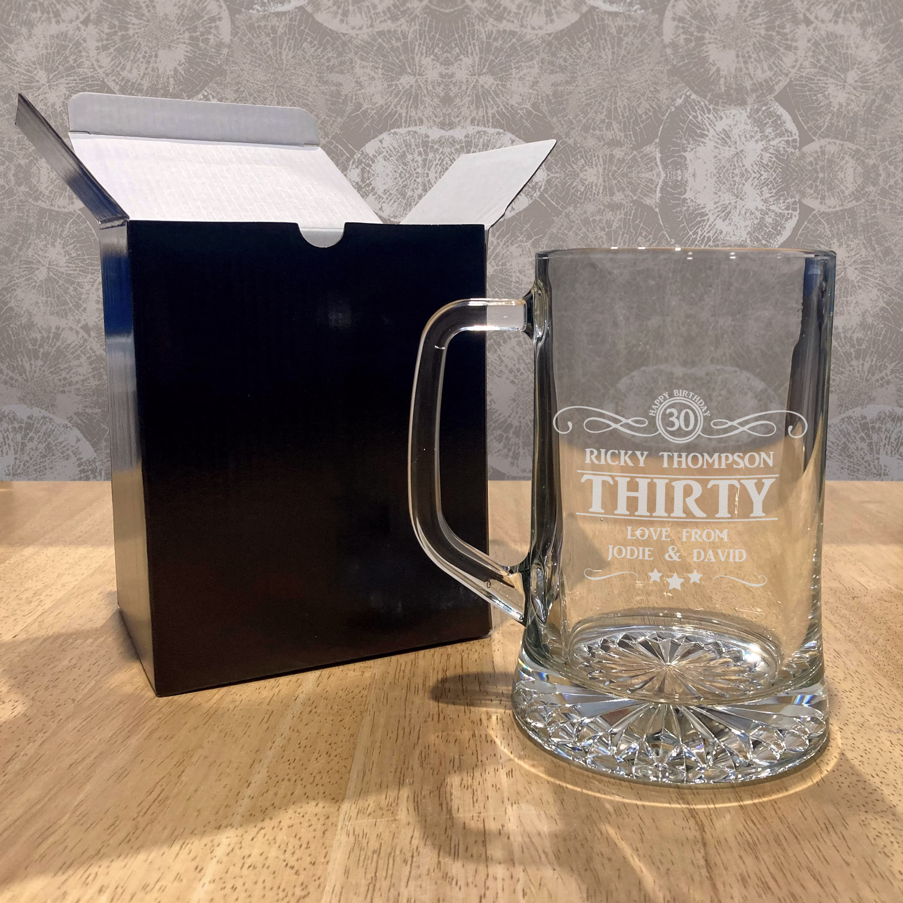 30Th Birthday Glass Tankard | Personalised Beer Engraved Gifts Heavy Pint With Name & Message Dad, Son
