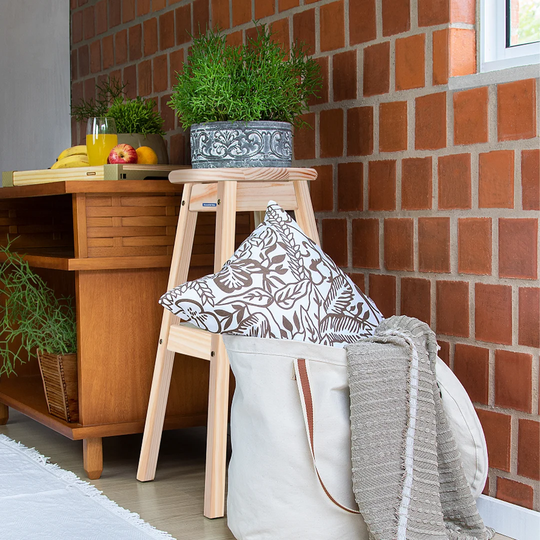 Tramontina Natural Pine Wood Counter Stool Ø 33 x 70.8cm