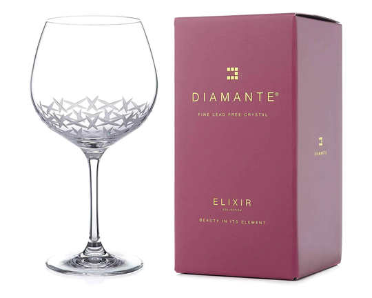 Diamante Gin Copa - Hand Cut Design Frost Crystal Glass in Gift Packaging Perfect