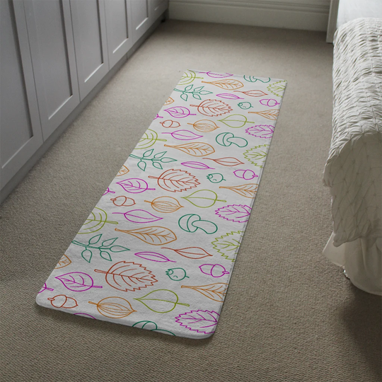 Marcano Leaves Illustration Designer Shaggy Ivory/Purple/Green Rug