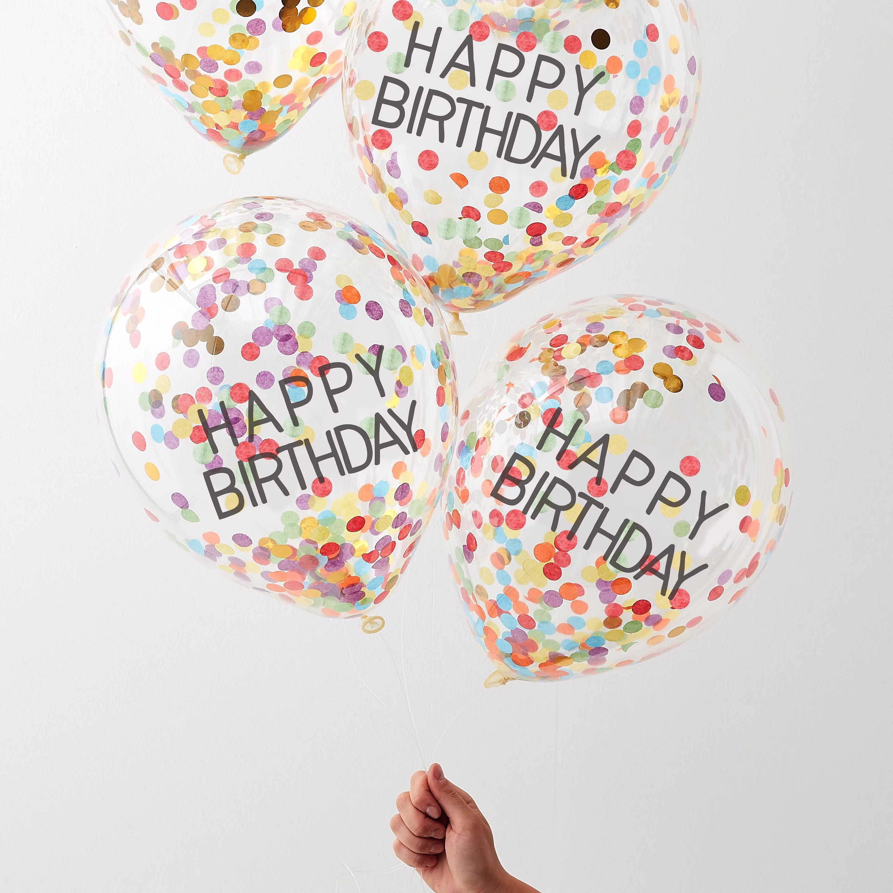 5 Rainbow Confetti Balloons, Birthday Party Decorations, Party, Decorations