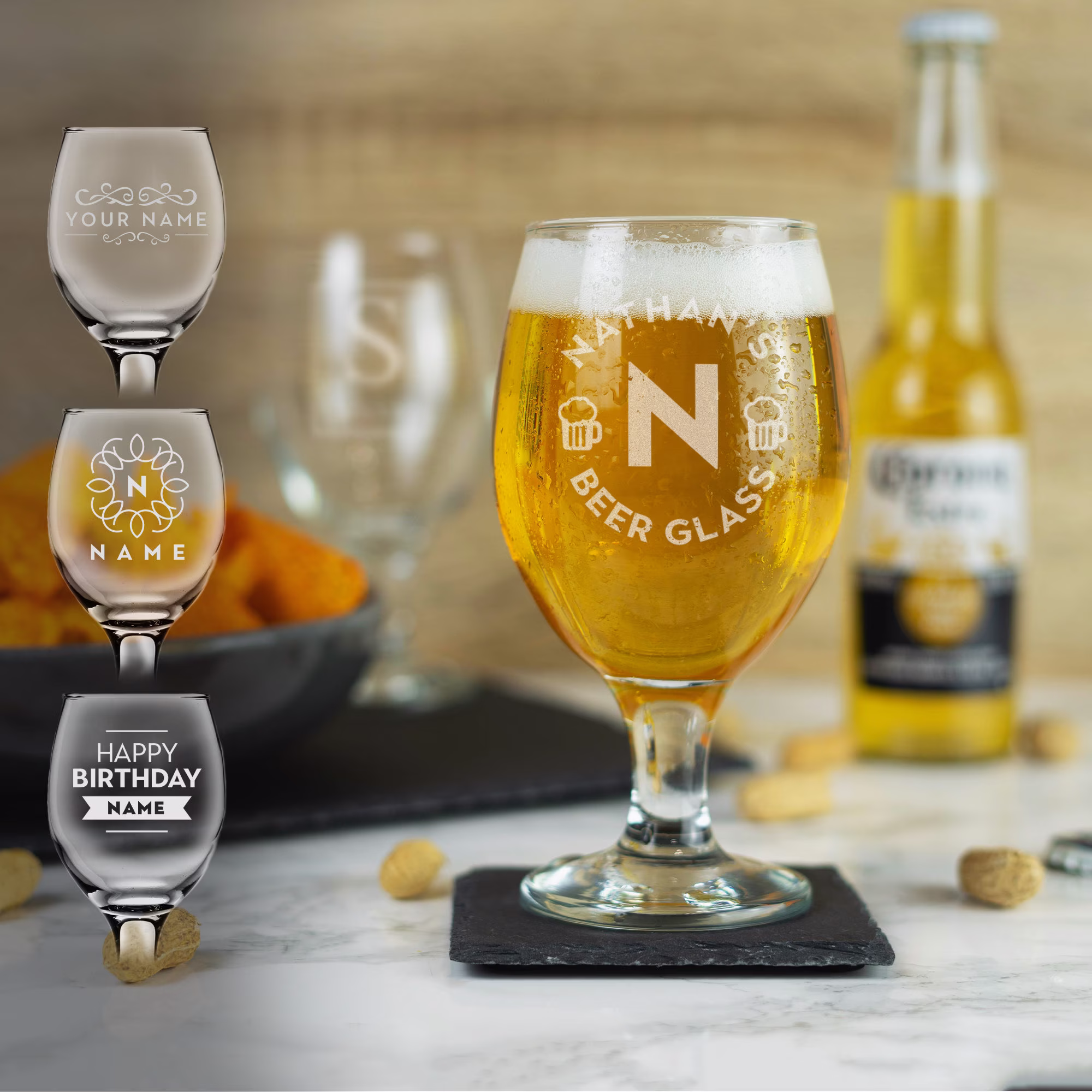 Personalised Beer Glass Engraved Stemmed Ale Craft Customised Gift Idea For Him