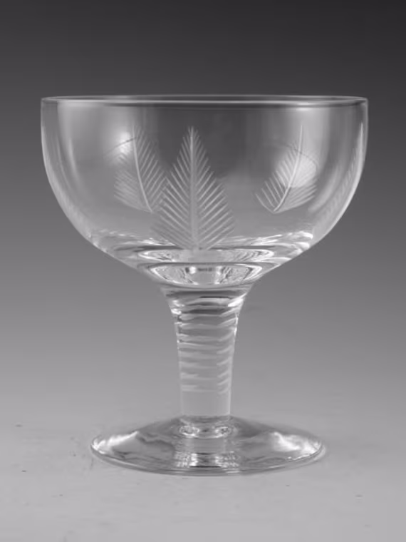 stuart Crystal - Woodchester Cut Champagne Saucer Glass/Glasses 4