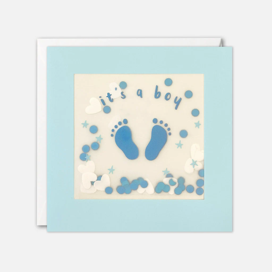 Blue Feet New Baby Boy Card With Paper Confetti - Shakies By James Ellis