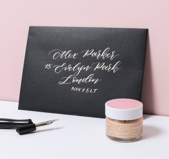 Pale Gold Calligraphy Ink | Shimmery Handmade Modern Dip Pen Copperplate