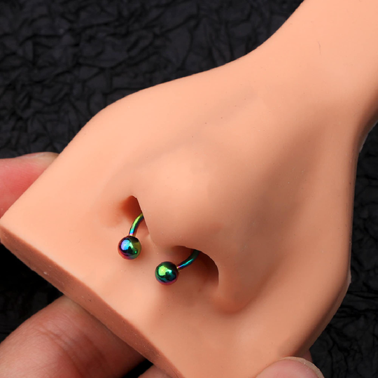 Rainbow Horse Shoe/ Septum Ring/ Captive Ring/Cartilage Earring/Septum/Horseshoe Septum Curved Barbell/ 14G, 16G, 18G, 20G/ Lip