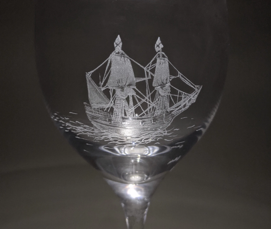 Mayflower Wine Glass - The Gifts Hand Engraved Personalized Nautical Art Gin Prosecco Beer