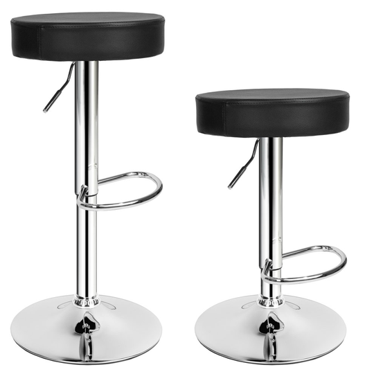 tectake 2 bar stools Sebastian made of artificial leather - breakfast bar stools, kitchen stools, kitchen bar stools - black