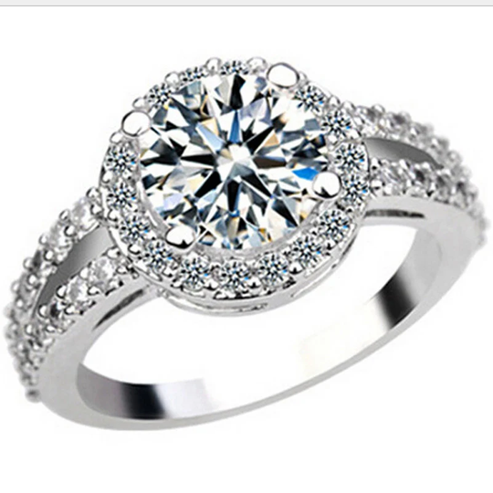 Luxury Engagement Ring With S925 Stamp 3 Carat Zircon Wedding Rings