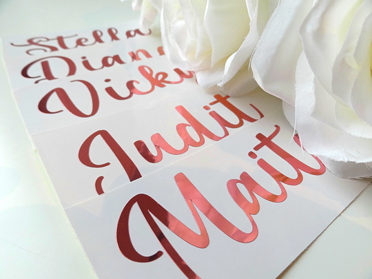 Bridesmaid Name Stickers, Wedding Favour, Rose Gold Decoration, Gift Box Glass Decals, Proposal, Maid Of Honor