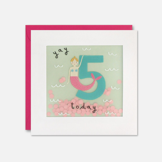 Age 5 Mermaid Birthday Card With Paper Confetti - Shakies By James Ellis