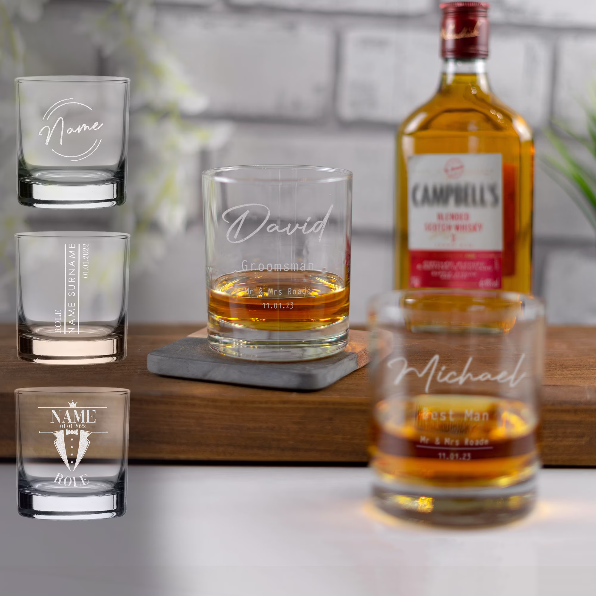 Personalised Wedding Whiskey Glass Gift | Engraved Whisky For Groom, Groomsman Usher Best Man Idea