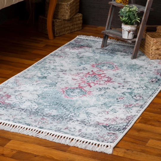 Aini Flatweave Cotton Beige/Green/Pink Rug