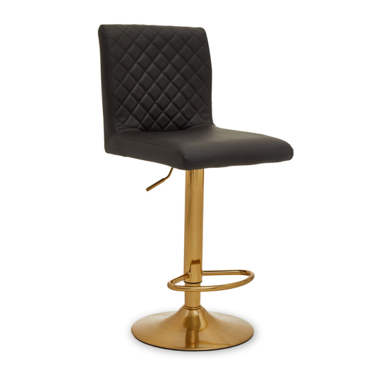 Premier Housewares Baina Black And Gold Bar Stool With Round Base