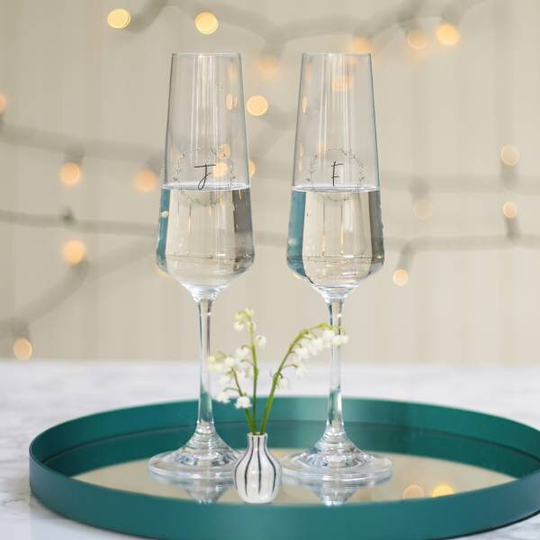 Green Wreath Champagne Glasses
