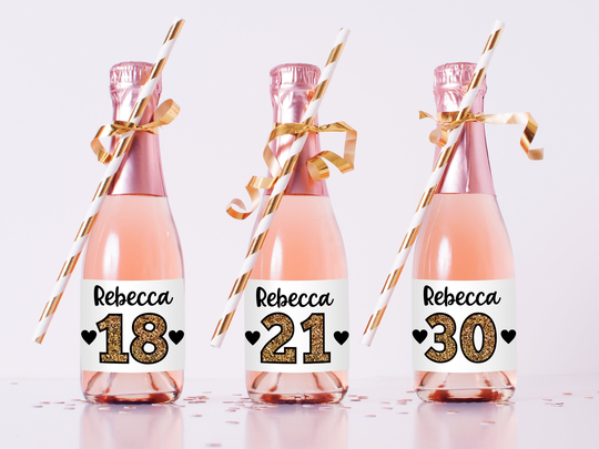 Mini Champagne Bottle Labels, 18Th Birthday Gift Girl, 21st Decorations, For Her, 30Th Decorations
