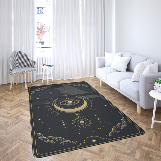 Moon- All Seeing Eye - Witch, Wiccan, Pagan Foldable Rectangular Floor Rug