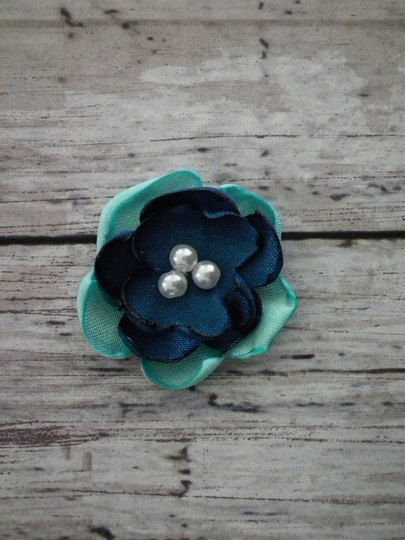 1 Inch Aqua & Teal Satin Flower Embellishments