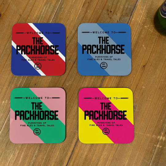 Home Bar Accessories For Pub - Any Inn Name Set Of 4 Coasters Matching Personalised Father's Day Gift For His
