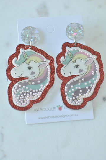 Acrylic Unicorn Shaker Earrings Drop Dangle