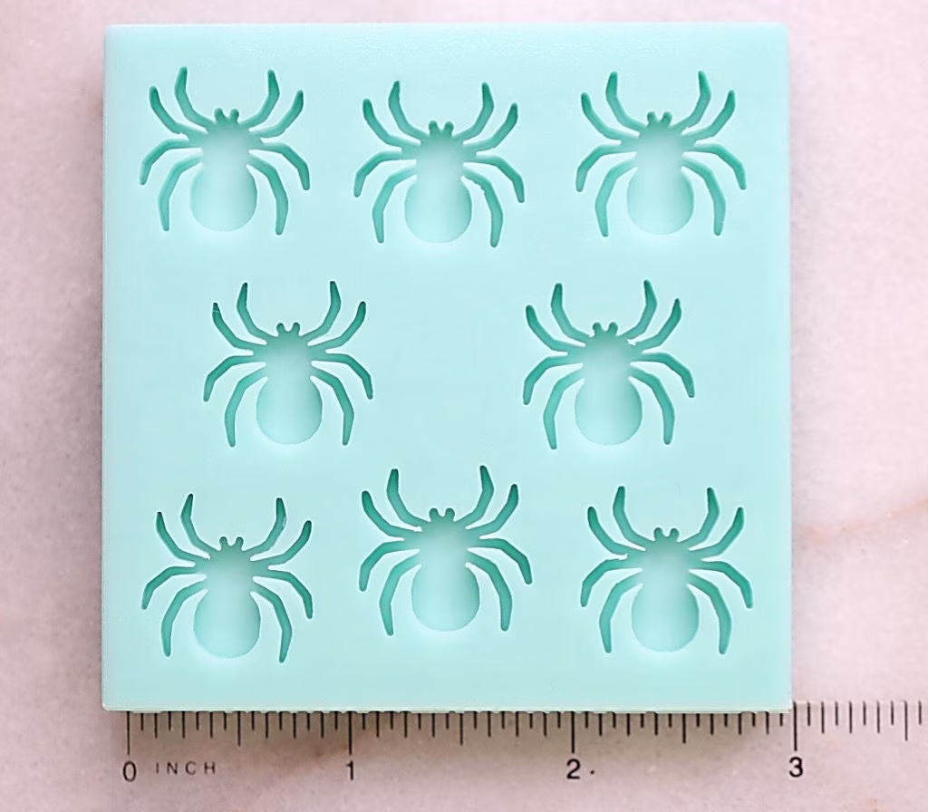 Spider Stud Earrings Resin Mold, Cabochon Halloween Gothic Insect Shiny Mold