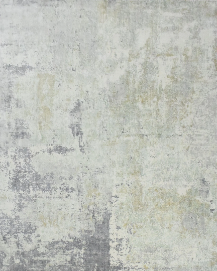Modern Abstract Gray, Moss & Ivory Rug Made With Wool Art Silk | Trd10132