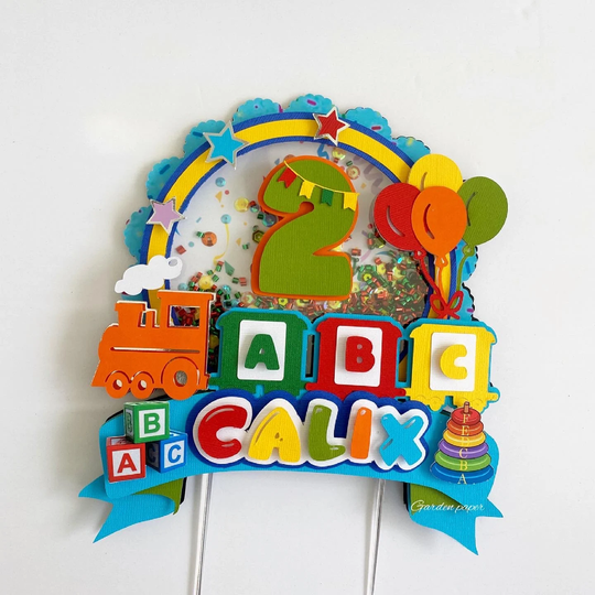 Alphabet Cake Topper, Shaker Party, Birthday, Custom, Boy