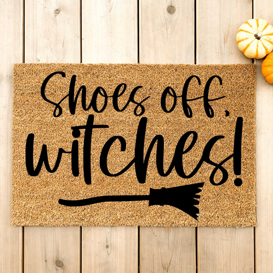 Shoes Off Witches Broom Doormat