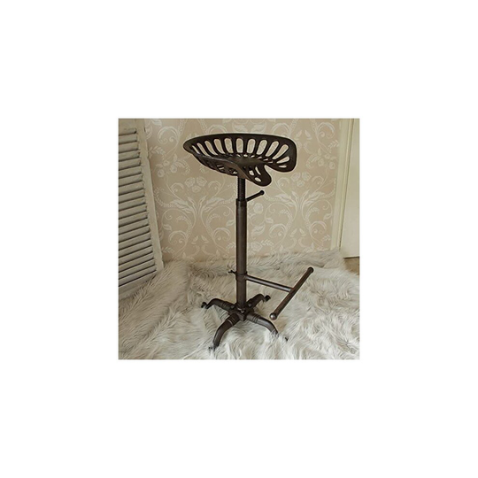 HomeZone Pair of 2 Tractor Seat Industrial Bar Stool | Cast Iron Vintage Barstool Adjustable Height and Swivel Feature | Seating for Kitchen