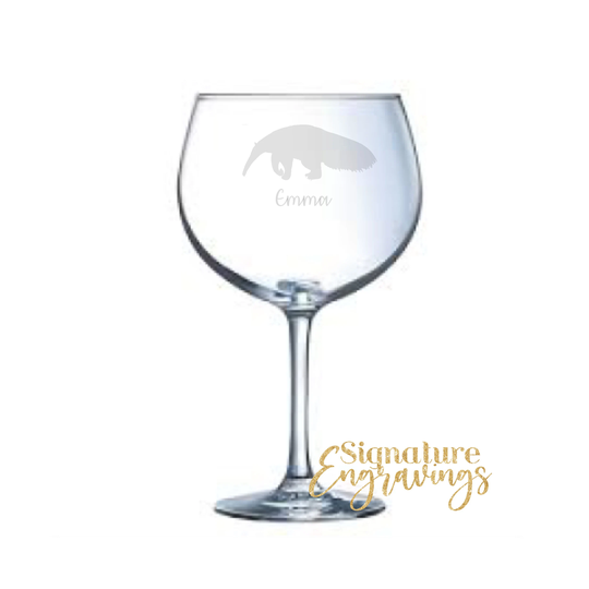 Personalised Anteater Engraved Gin Glass, Gift, Gifts, Lover
