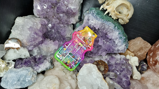 Food Is The Way To My Heart Rainbow Maze Bottle Snowglobe Keyring, Necklace, Pendant