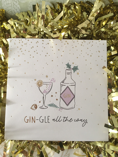 Gin-Gle All The Way Open Square Greetings Christmas Card Luxury Drink Merry Celebration Adults Gin Bottle
