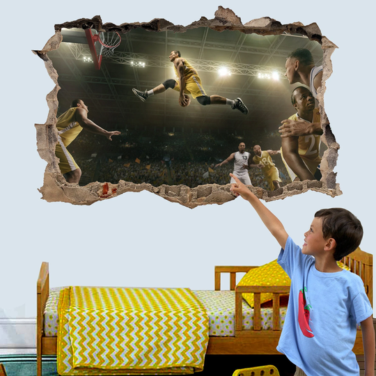 Basketball Game Jump Slam Dunk Wall Sticker Art Poster Mural Transfer Decal Print Boys Room Home Nursery Office Shop Decor Id384