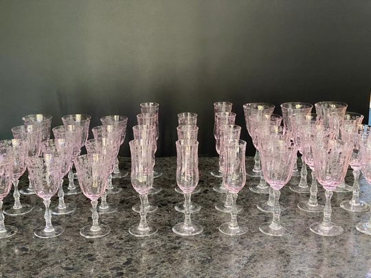 Lenox Pink Fostoria Etched Navarre Crystal