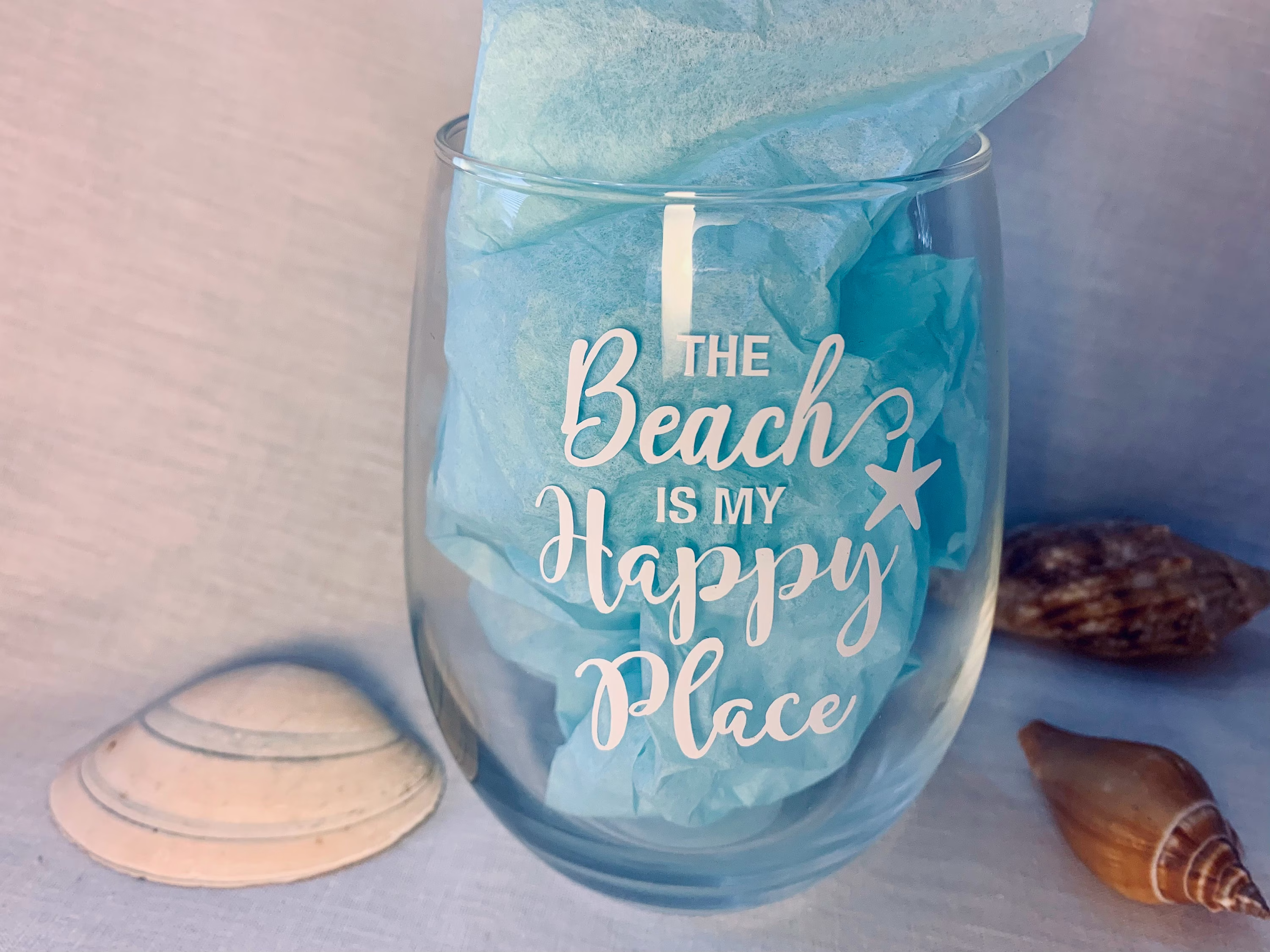 The Beach Is My Happy Place Wine Glass 20 Oz | Glasses| Wine| Theme