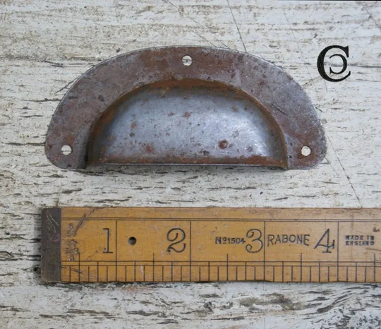 Antique Iron 96mm Antique Style Pressed Steel Cup Handle Rustic Industrial Drawer Knob Pack Of 1 Or 10