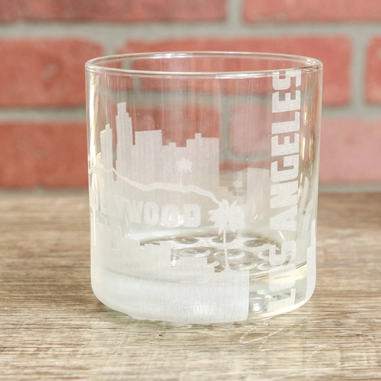 Etched Los Angeles Skyline Cocktail Glasses, La Whiskey Gifts For Men, City Of Angels, Team La, Engraved Design Skyla
