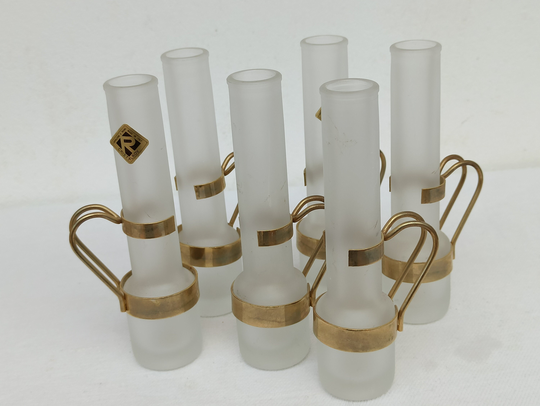 Set Of Six Vintage Italian Shot Glasses, 1980 Freezerproof Glasses