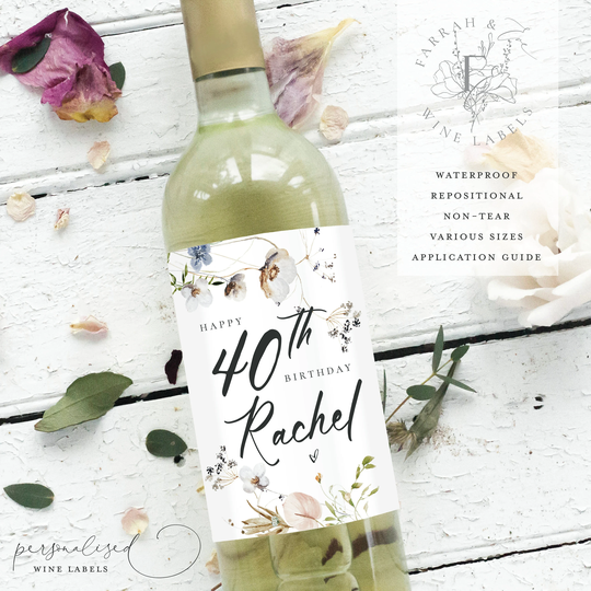 Personalised Happy Birthday Wine Label | Birthday Party Milestone Celebratory Bottle Fewl21