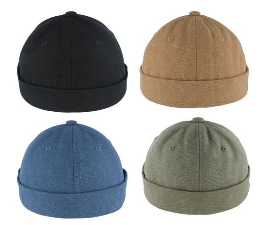 Docker Hat Rolled Cuff Retro Fashion Brimless Hats, Breathable Adjustable Sailor Hat, Stylish Cap, Mens Style Commando Skull Cap