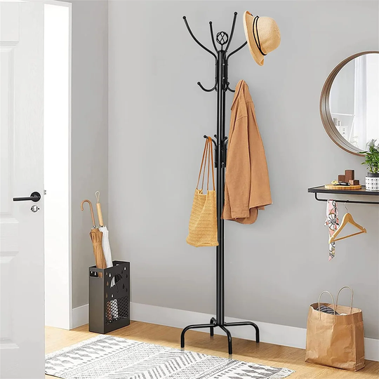 Arviso 12 - Hook Freestanding Coat Stand in Black